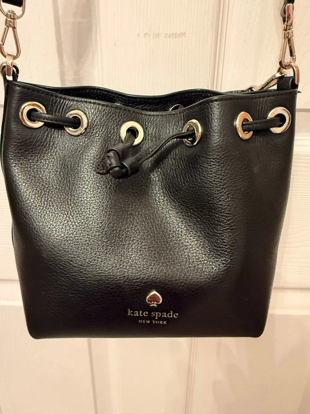 Kate Spade New York Emma Small Bucket Bag. Black Pebbled Leather. NWOT